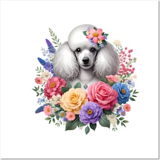 A poodle decorated with beautiful colorful flowers. Posters and Art